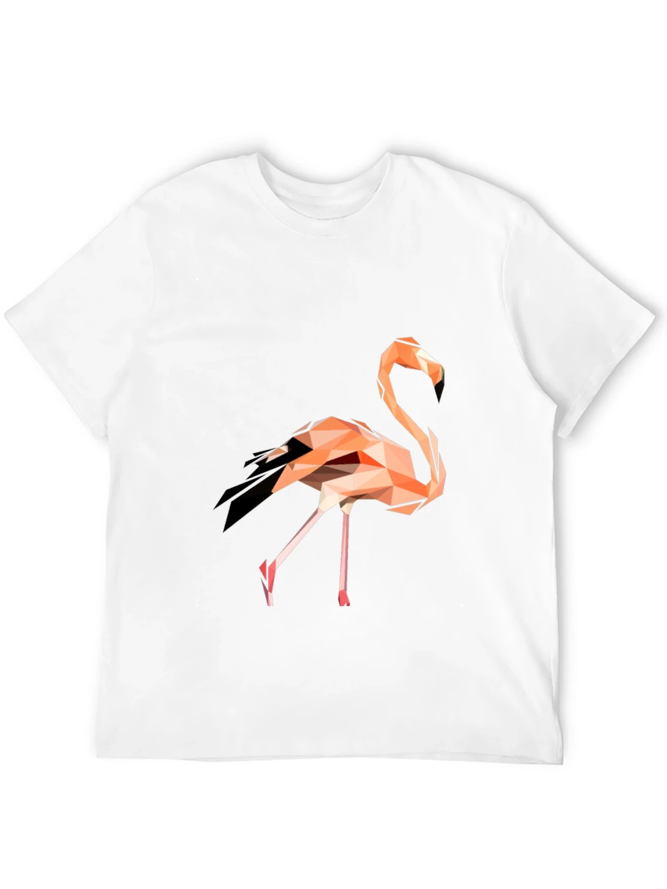 Geometric Flamingo Graphic Tee - Black Cotton Blend
