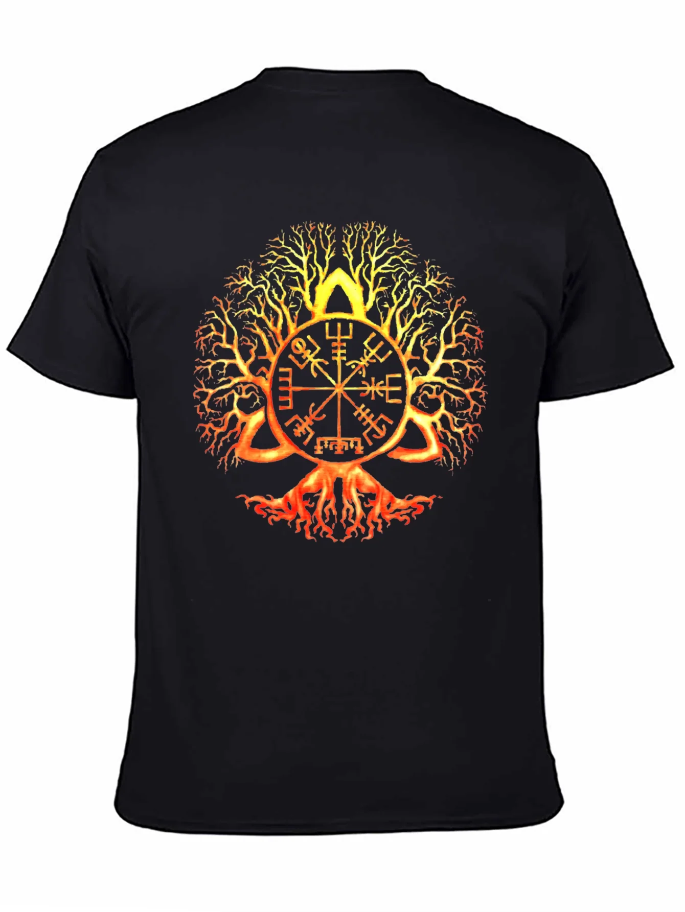Yggdrasil Vegvisir Black T-Shirt Viking Tree of Life