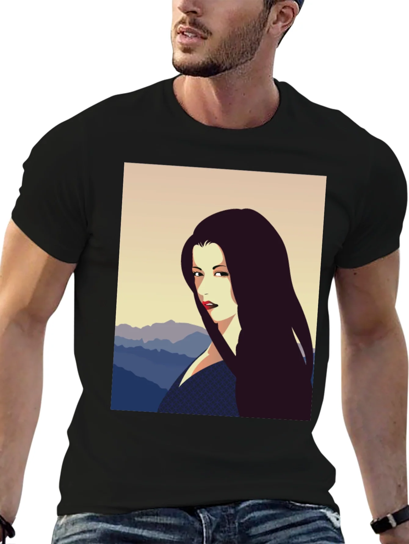 Woman Portrait Graphic Tee - Black