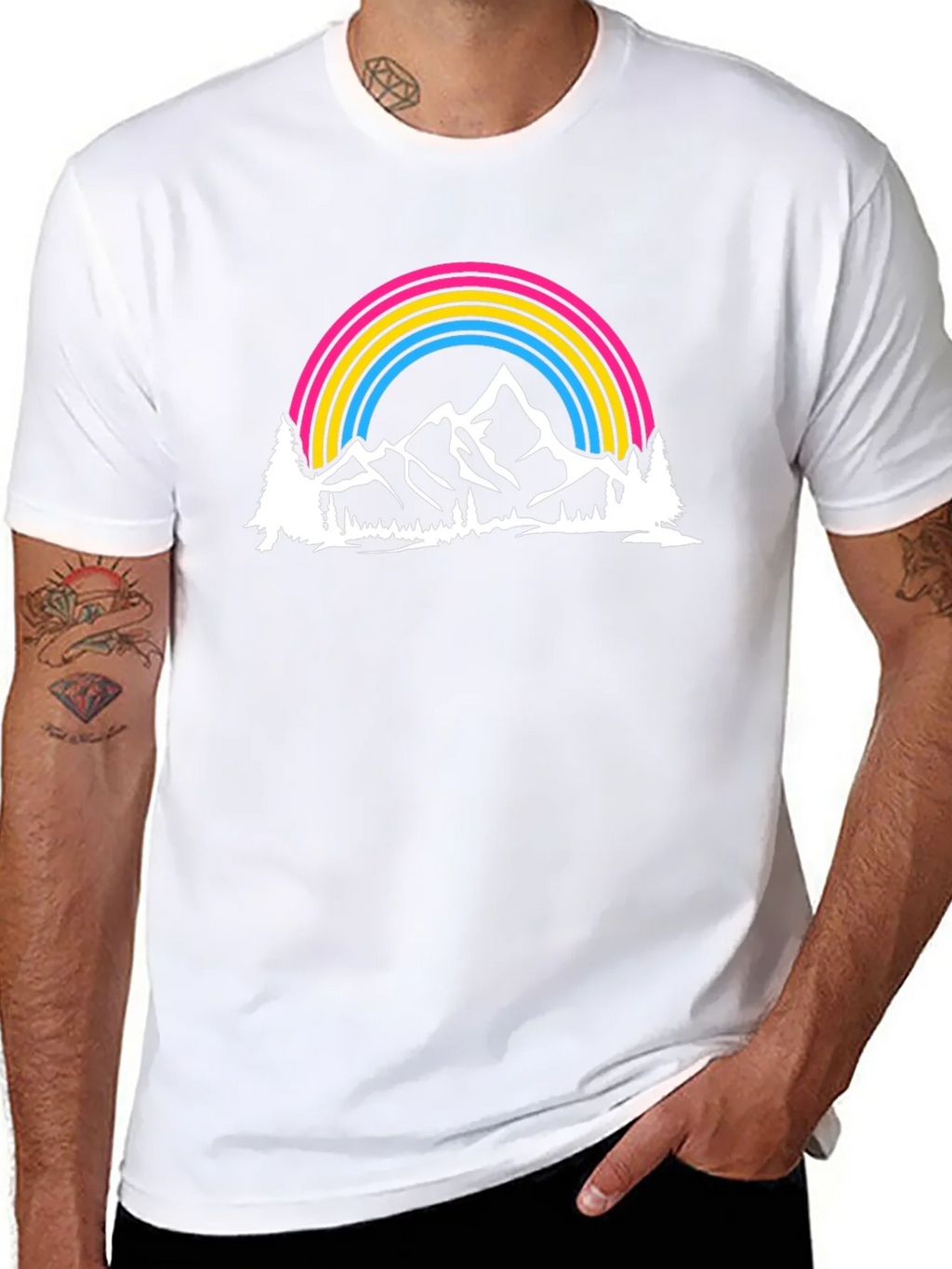 Pansexual Pride Mountain Rainbow Graphic T-Shirt