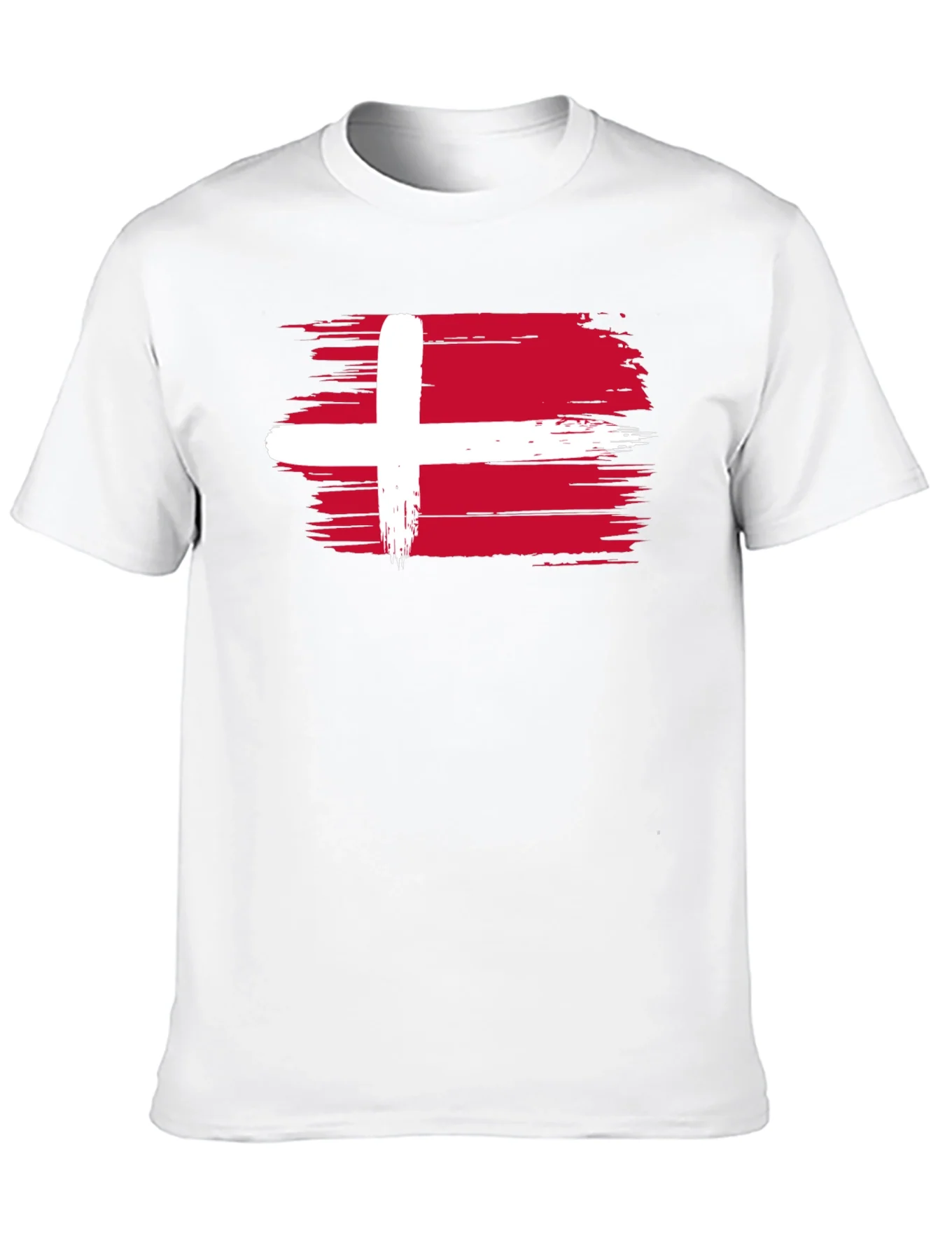 Denmark Flag T-Shirt - Black Crew Neck Tee