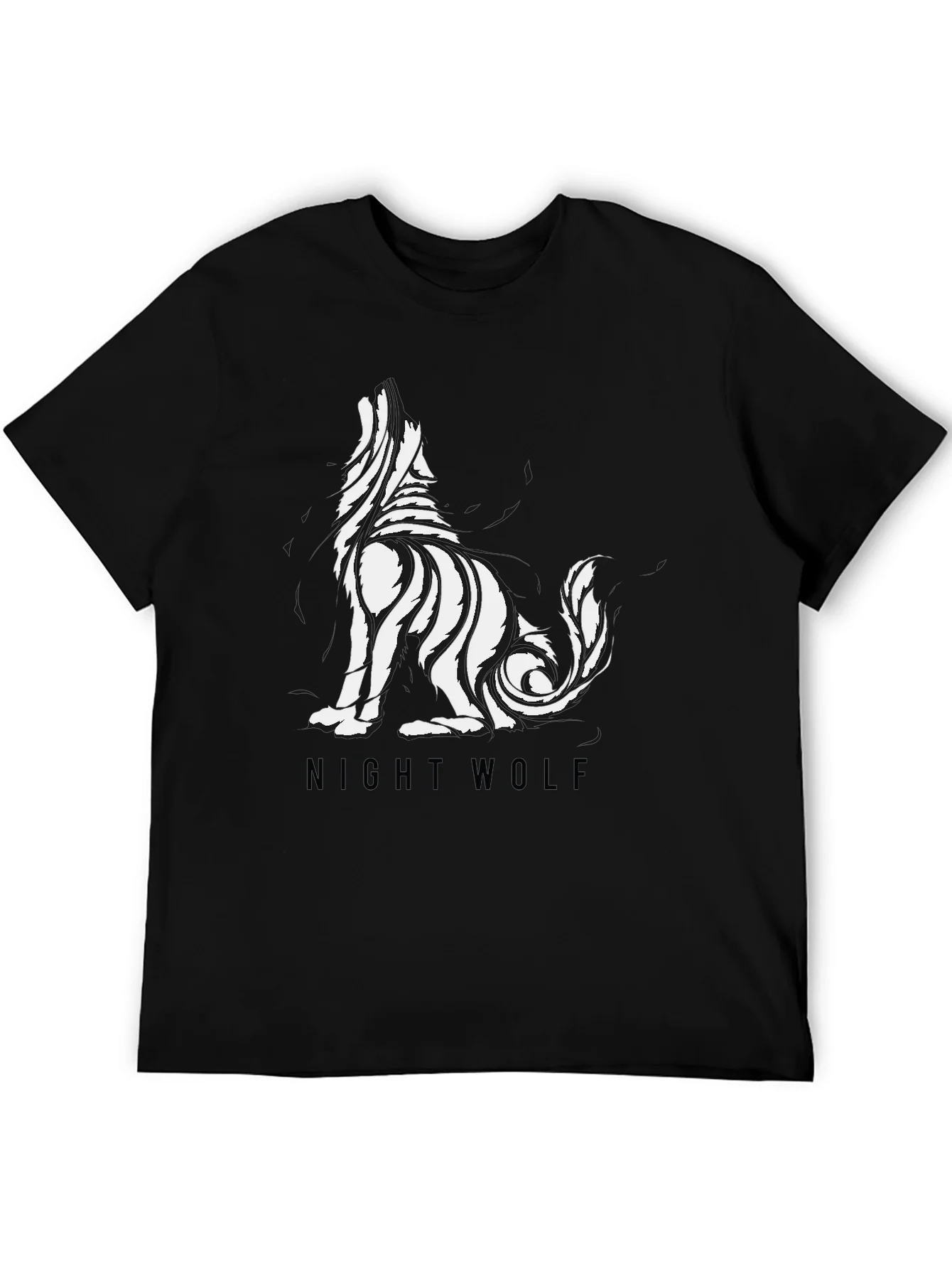 Mens Black Night Wolf Graphic Tee