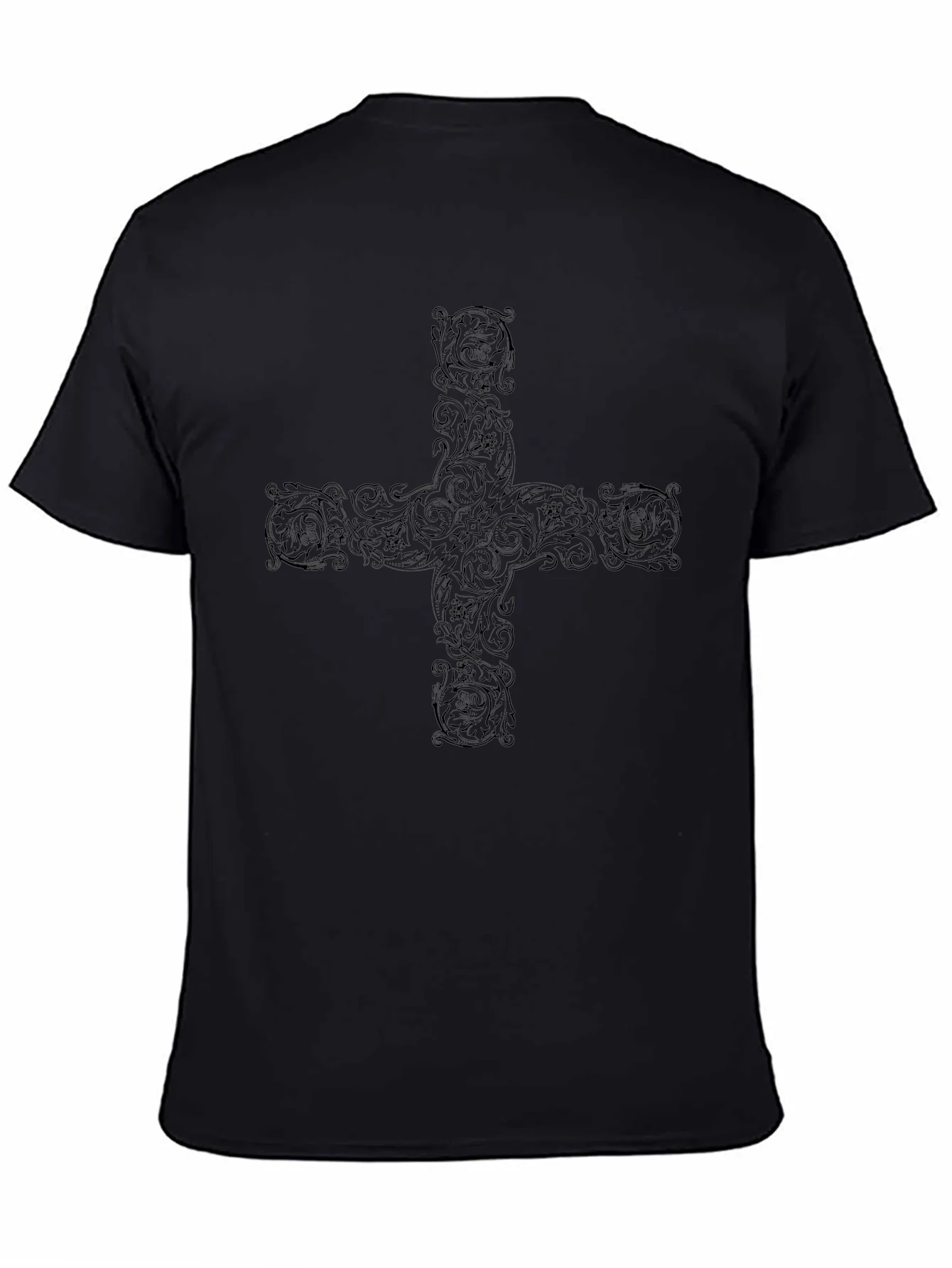 Ornate Cross Graphic Black T-Shirt