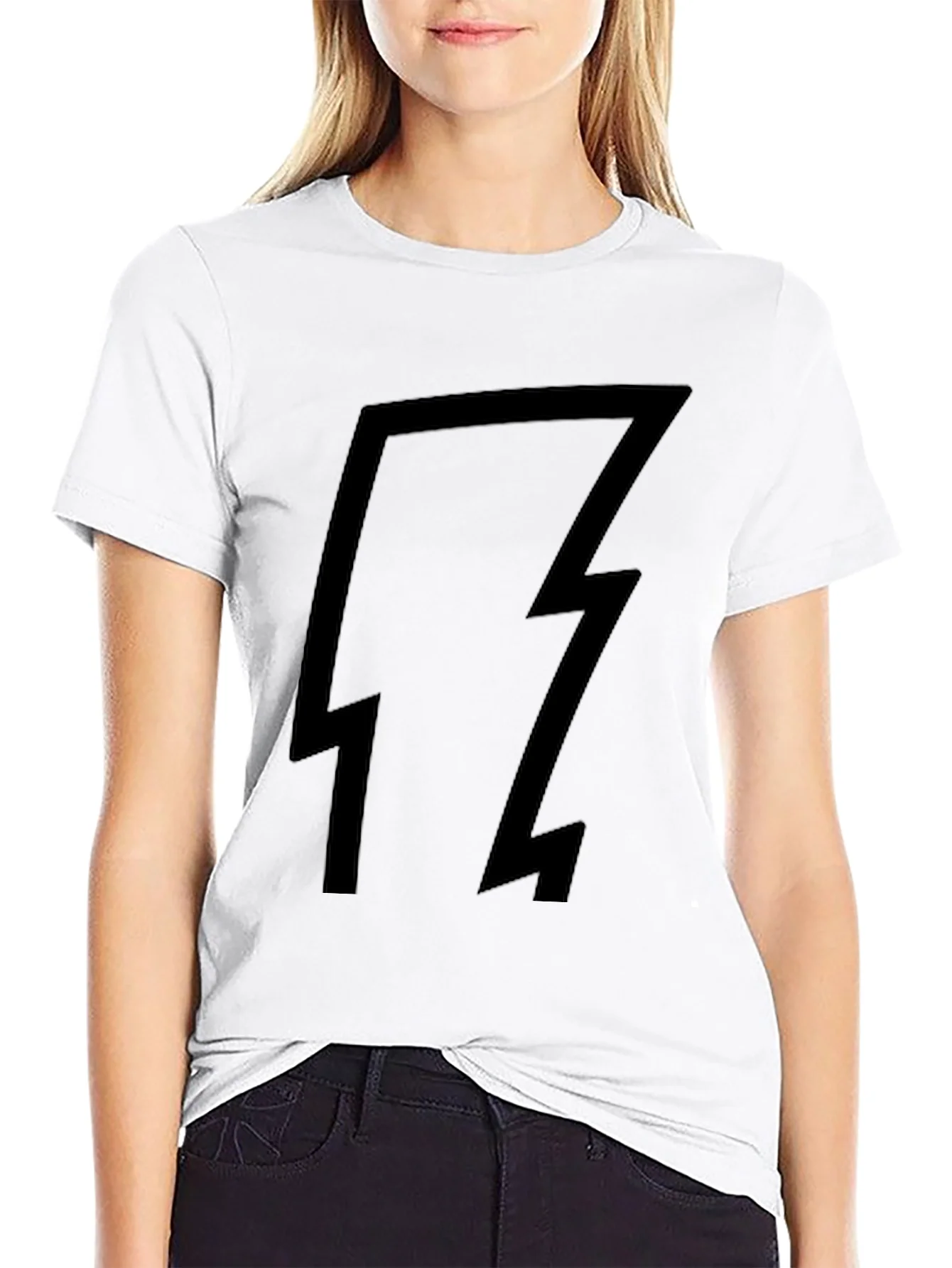 Black T-Shirt with Lightning Bolt Design