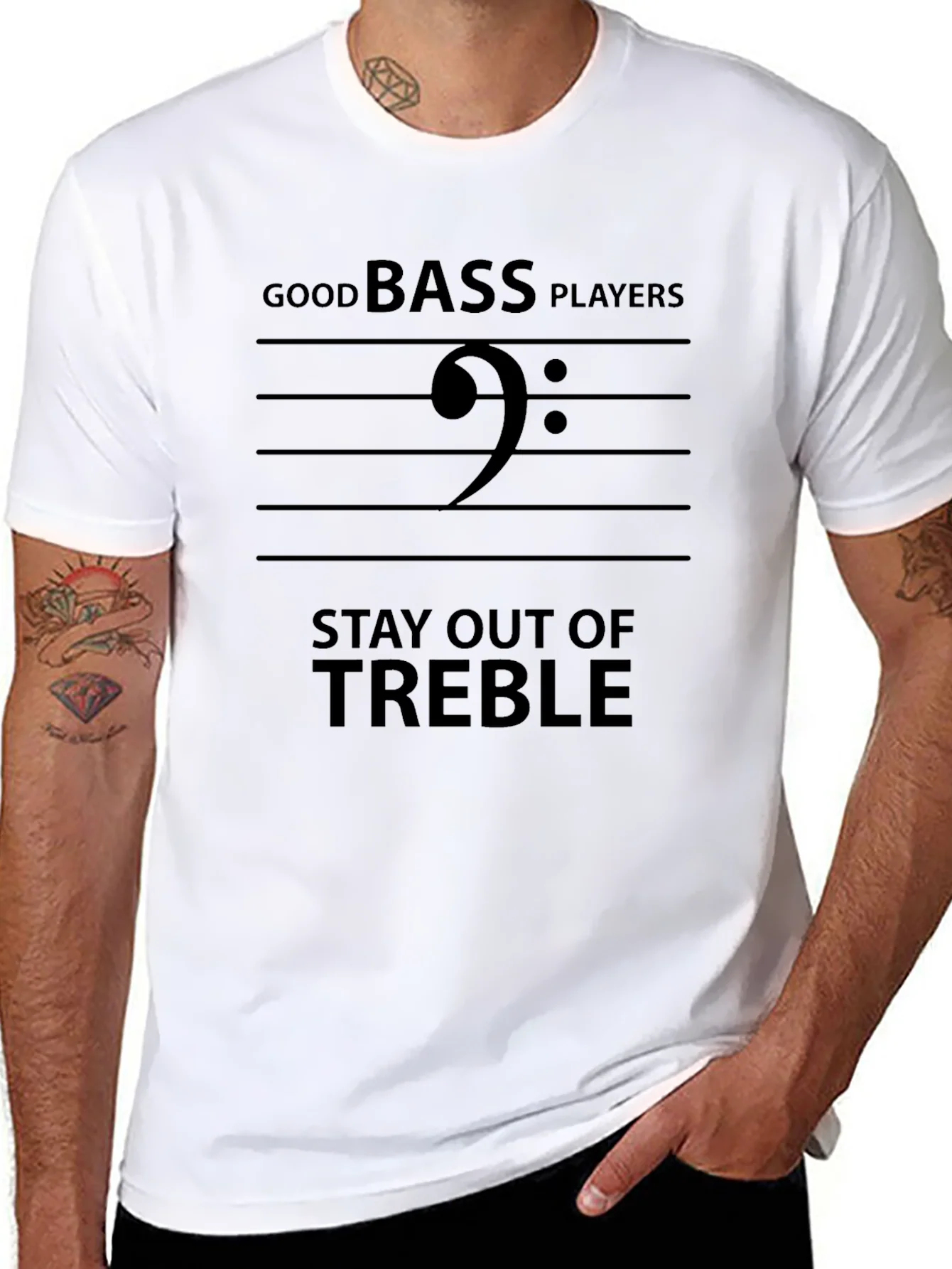Good Bass Players Stay Out of Treble Black T-Shirt