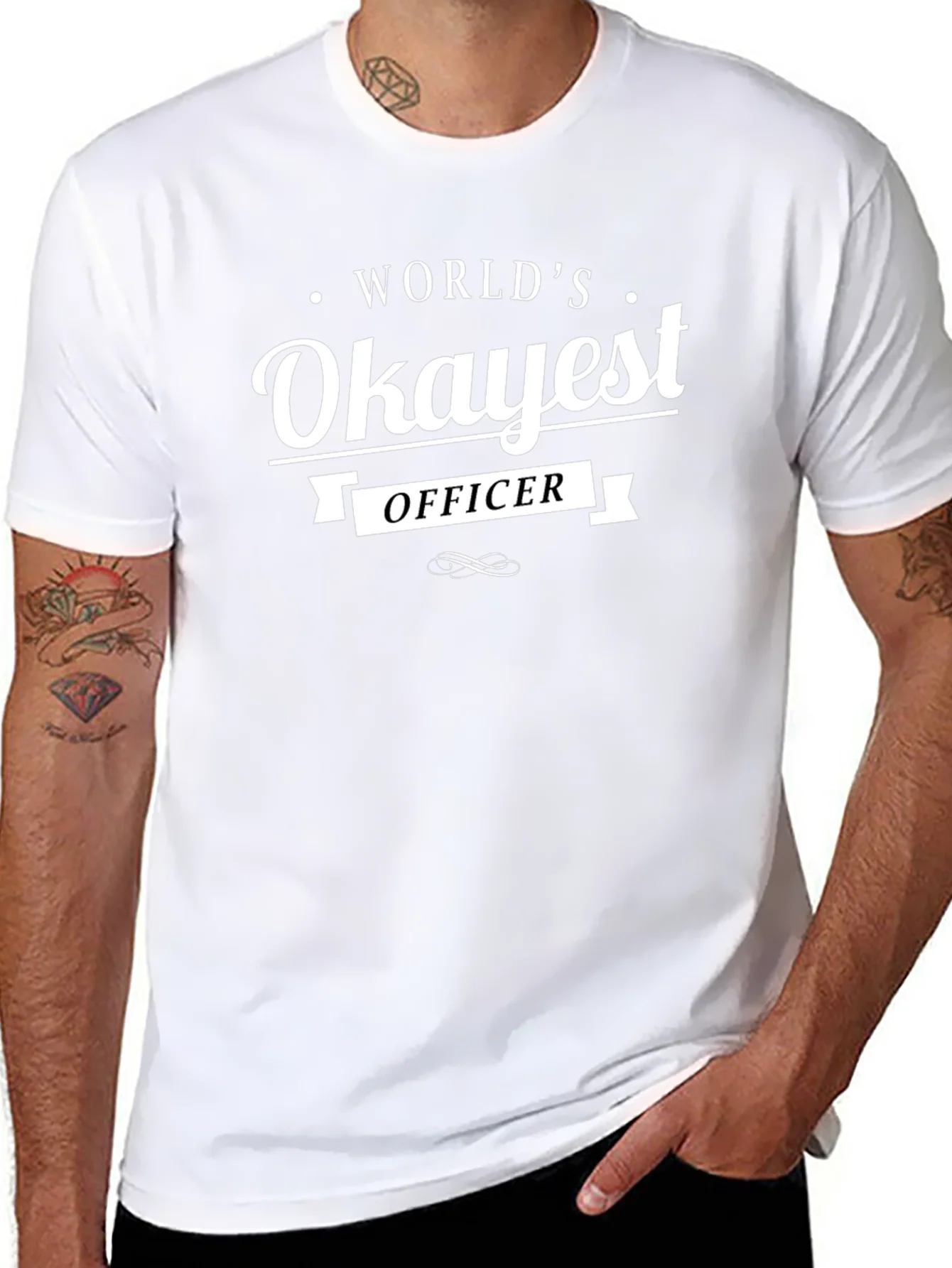 Worlds Okayest Officer T-Shirt - Funny Graphic Tee