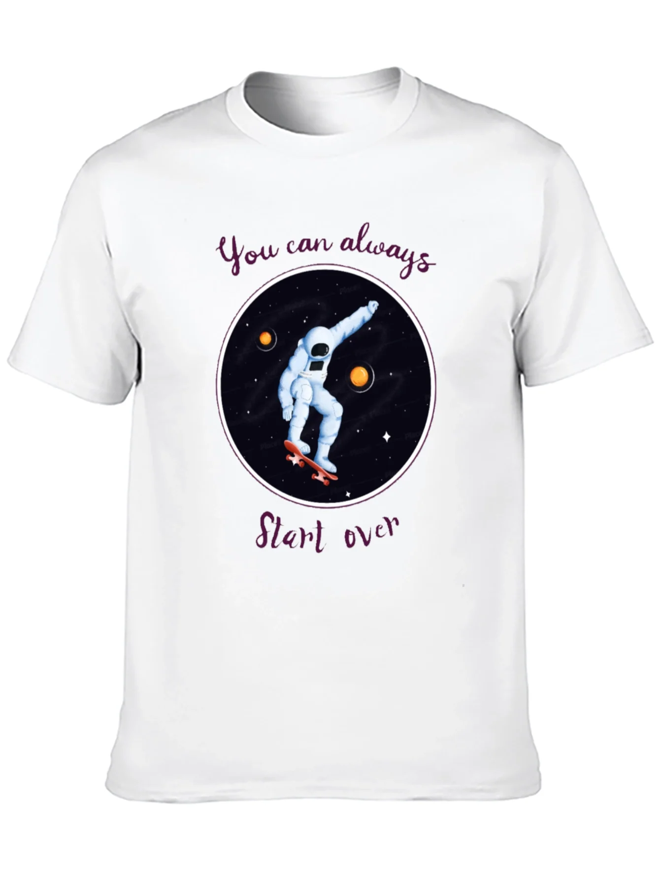 Skateboarding Astronaut T-Shirt - You Can Always Start Over