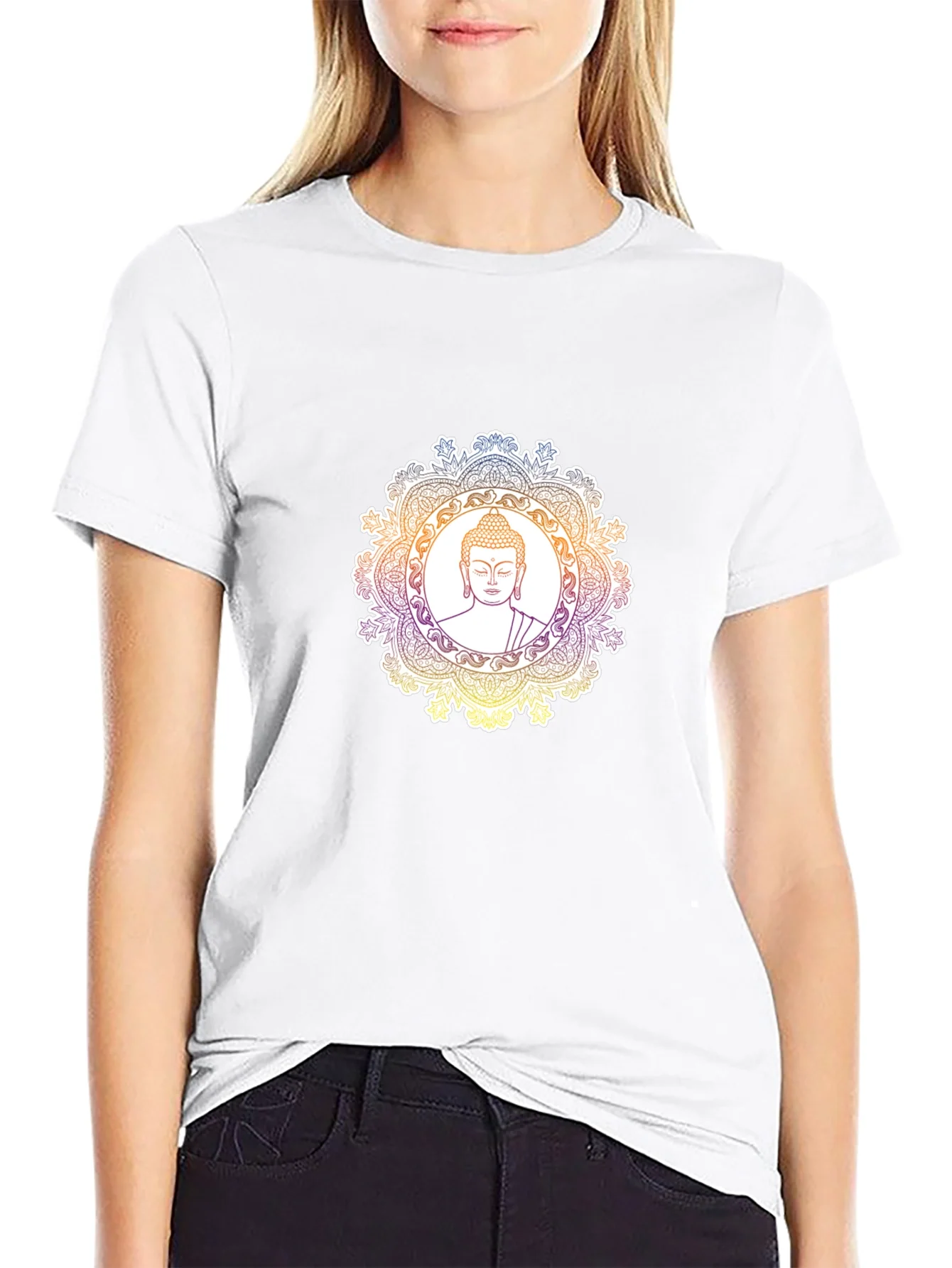 Buddha Mandala Graphic T-Shirt - Black