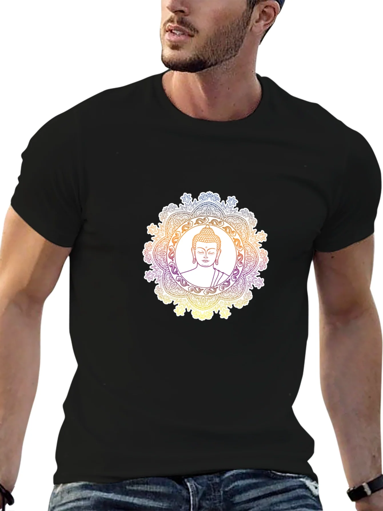 Buddha Mandala Graphic T-Shirt - Black