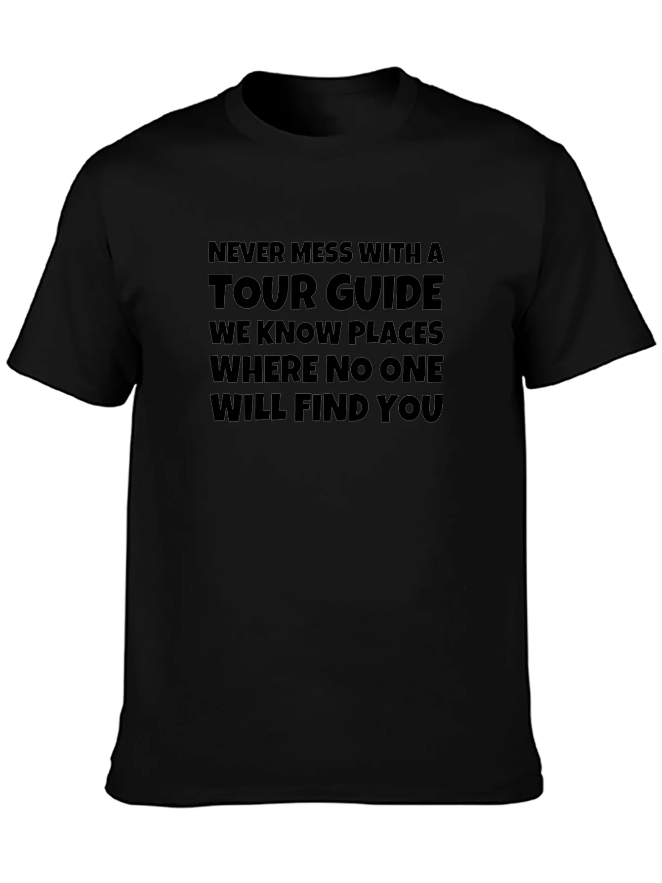 Tour Guide Humor Graphic Tee - Black Crew Neck