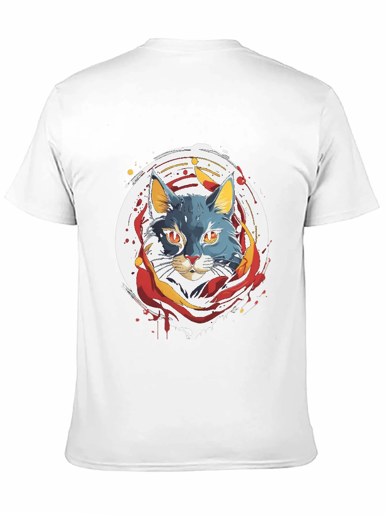 Artistic Cat Graphic Tee - Black