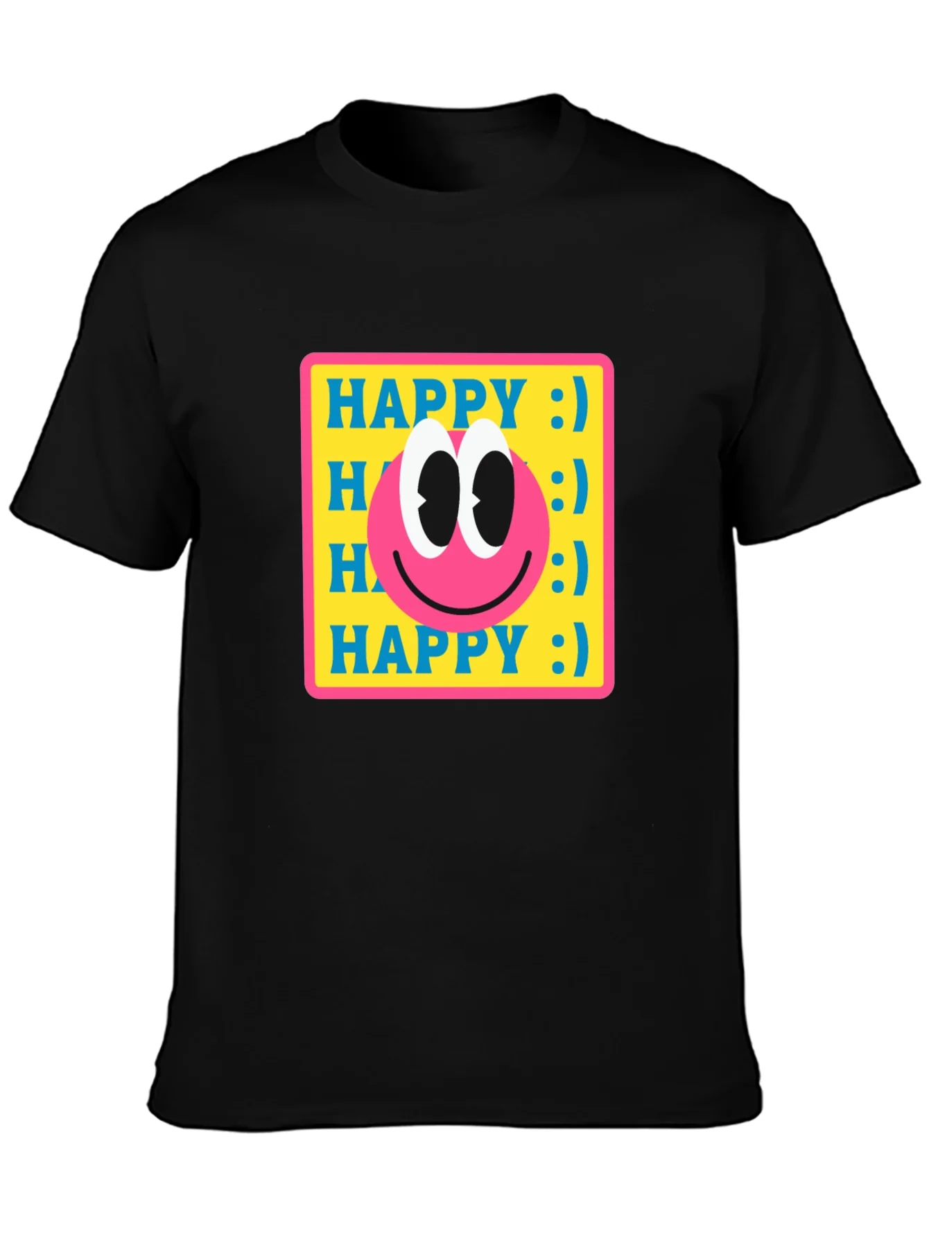 Happy Smiley Face Graphic Tee - Retro Style