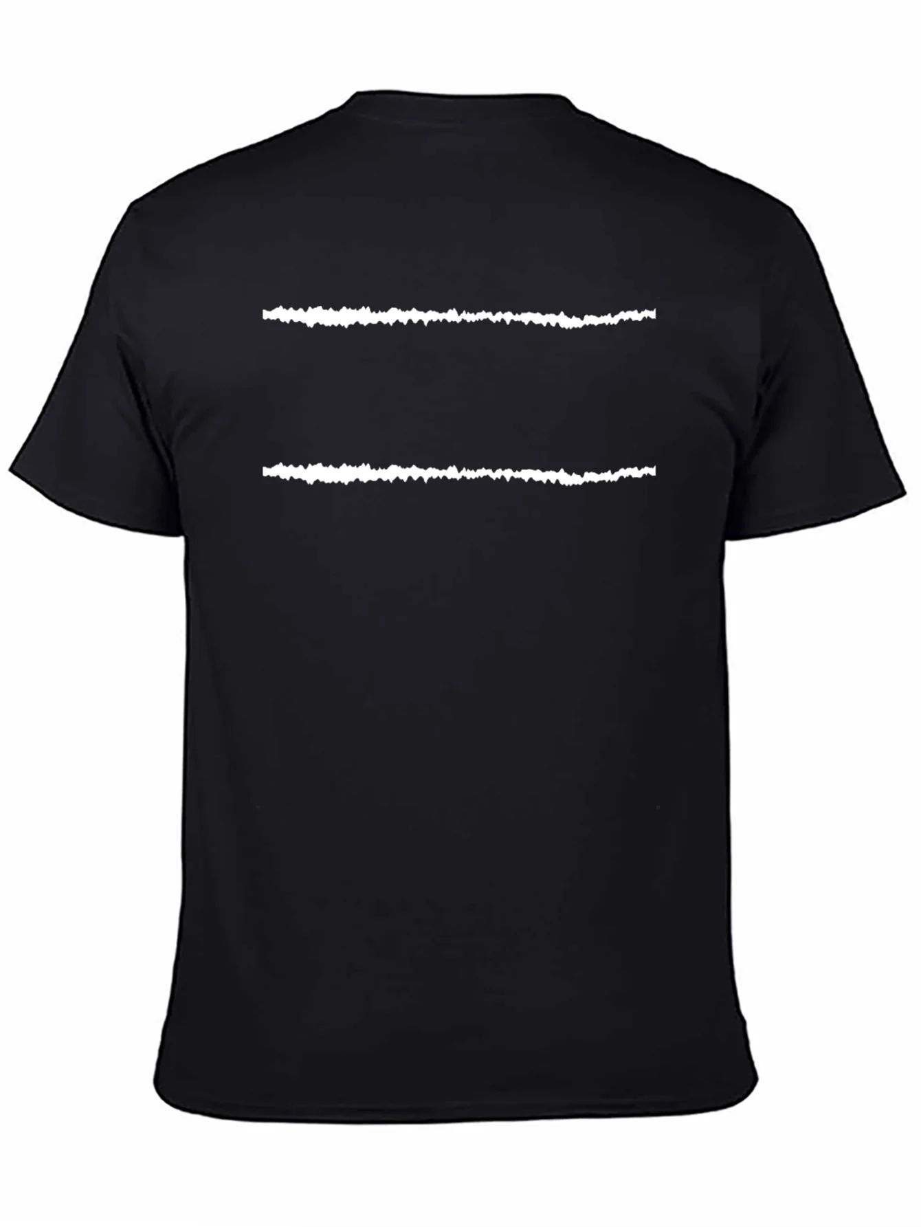 Mens Black T-Shirt with White Line Design