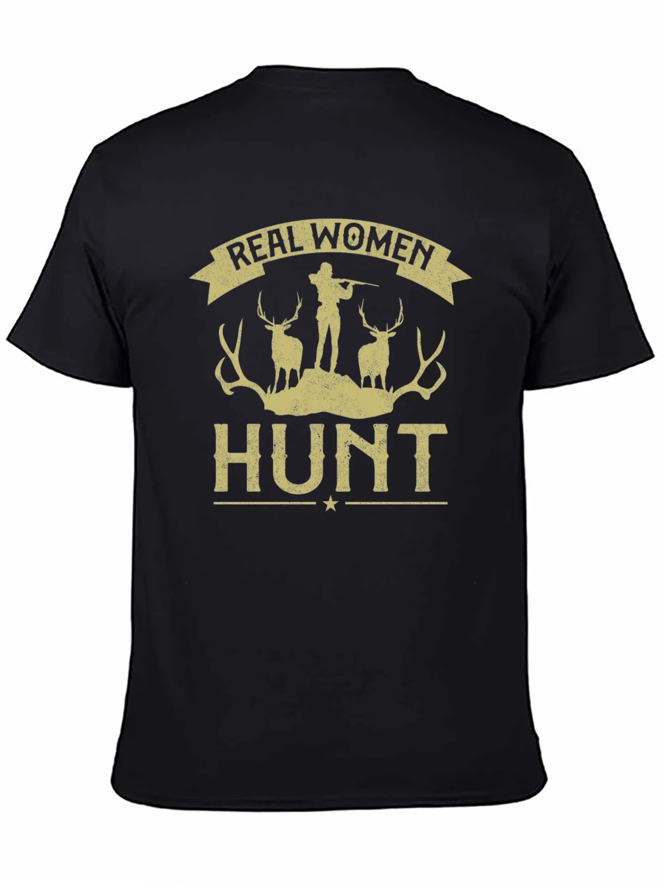 Real Women Hunt Graphic Tee - Black Cotton