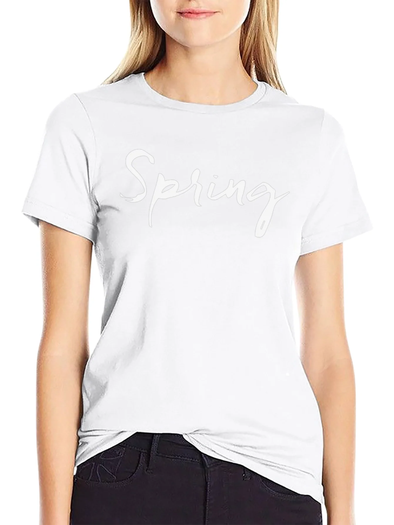 Spring Graphic T-Shirt - Black Casual Tee