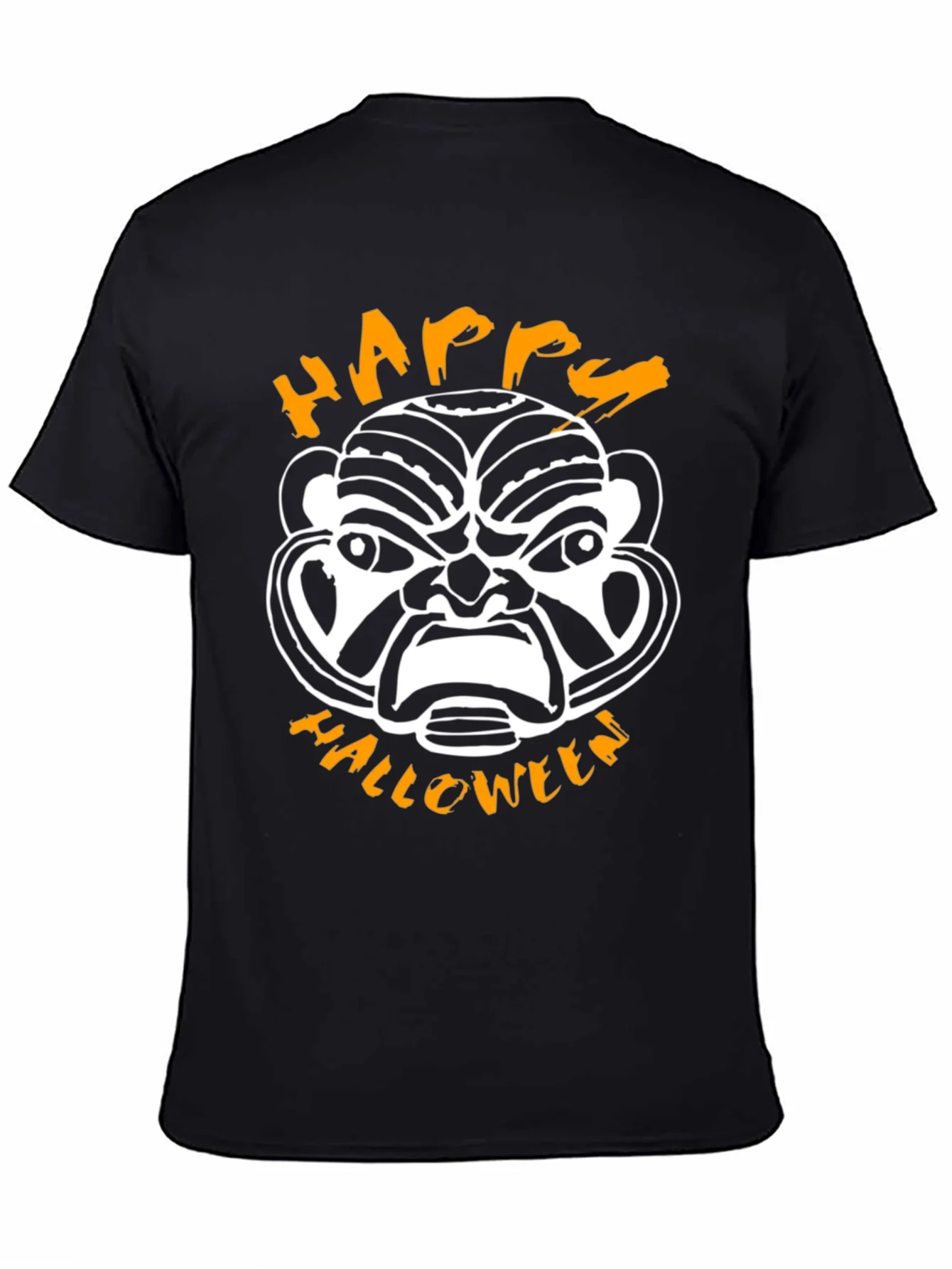 Happy Halloween Mask Graphic Tee - Black