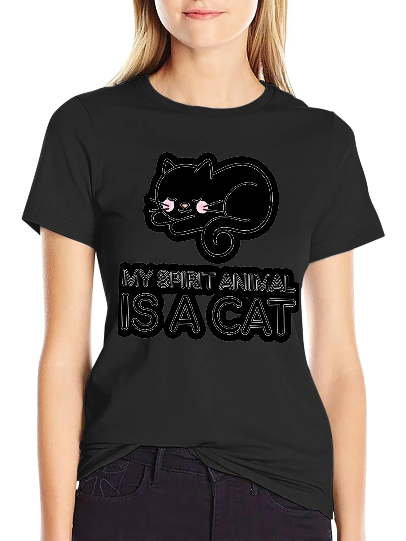 My Spirit Animal is a Cat T-Shirt - Black